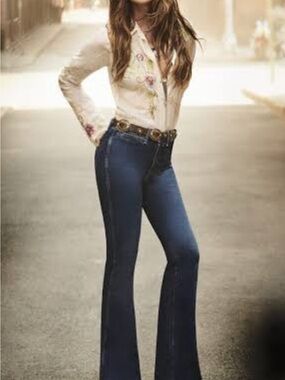 Sasson Jeans Dark Blue Flare High-Rise Women's Jeans